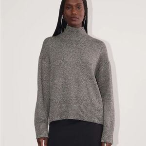 Everlane Cotton Boxy Turtleneck Sweater • Black Twist • Size S